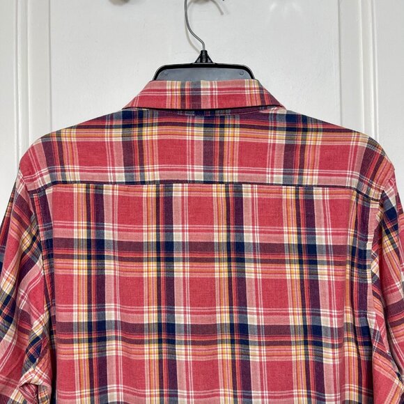 Banana Republic Slim Fit Red Plaid Long-Sleeve Button-Up Shirt‎ 100% Cotton Size - Picture 8 of 10